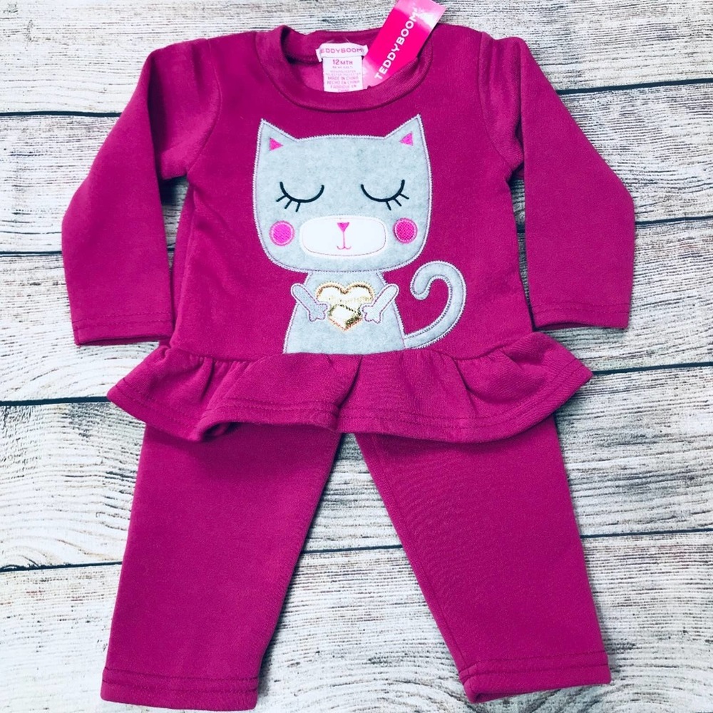 NWT Girls Luv Pink 12m pink cat sweats